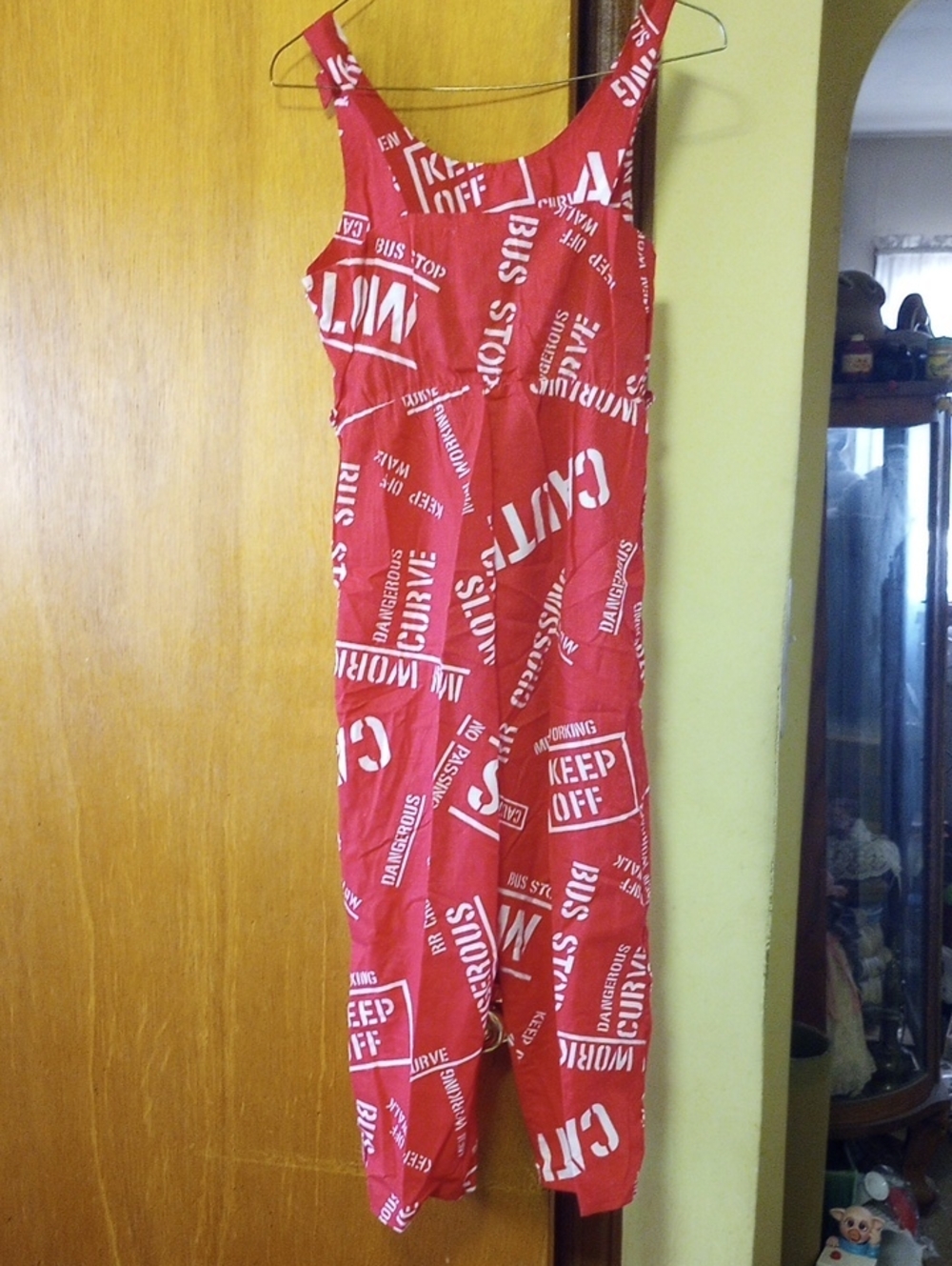 RARE Vintage Retro Red & White Cotton Blend Lightweight Spring Summer Overalls - Picture 3 of 4